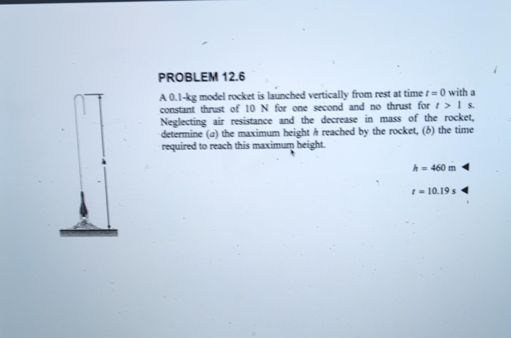 Solved A 0.1−kg model rocket is launched vertically from