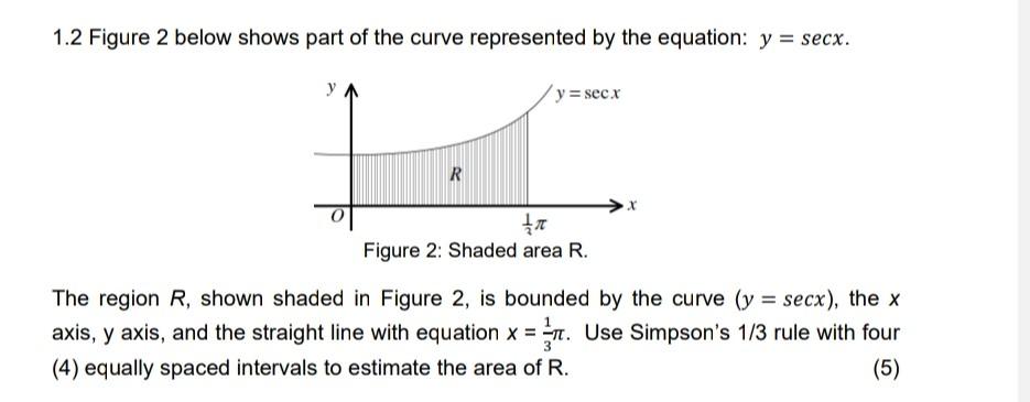 Solved 1.2 Figure 2 below shows part of the curve | Chegg.com