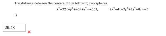 Solved The distance between the centers of the following two | Chegg.com
