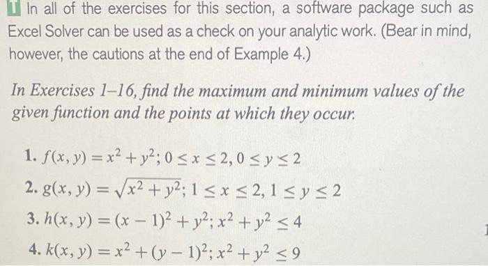Solved II In all of the exercises for this section, a | Chegg.com