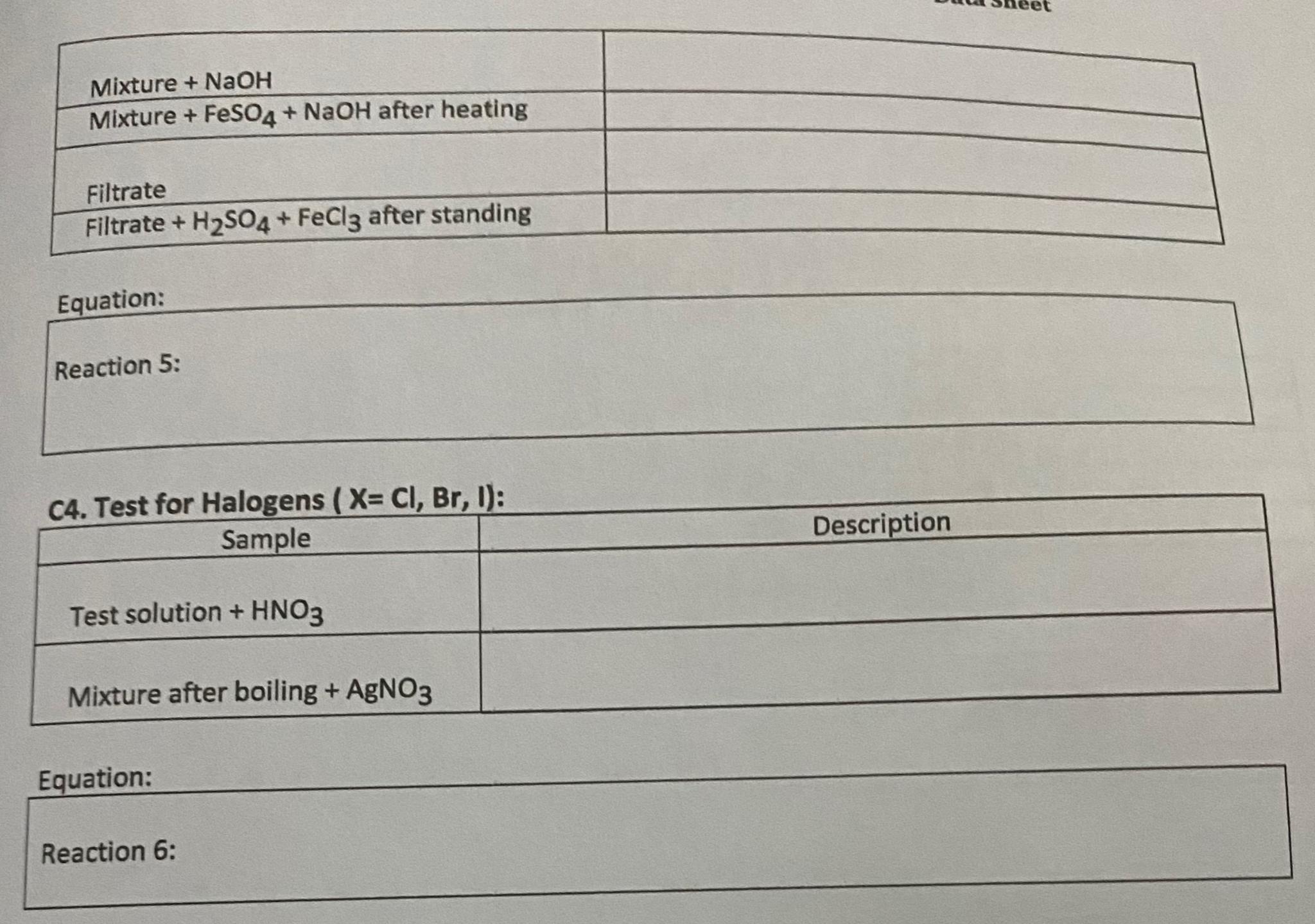 Solved \table[[Mixture +NaOH,],[Mixture +FeSO4+NaOH after | Chegg.com