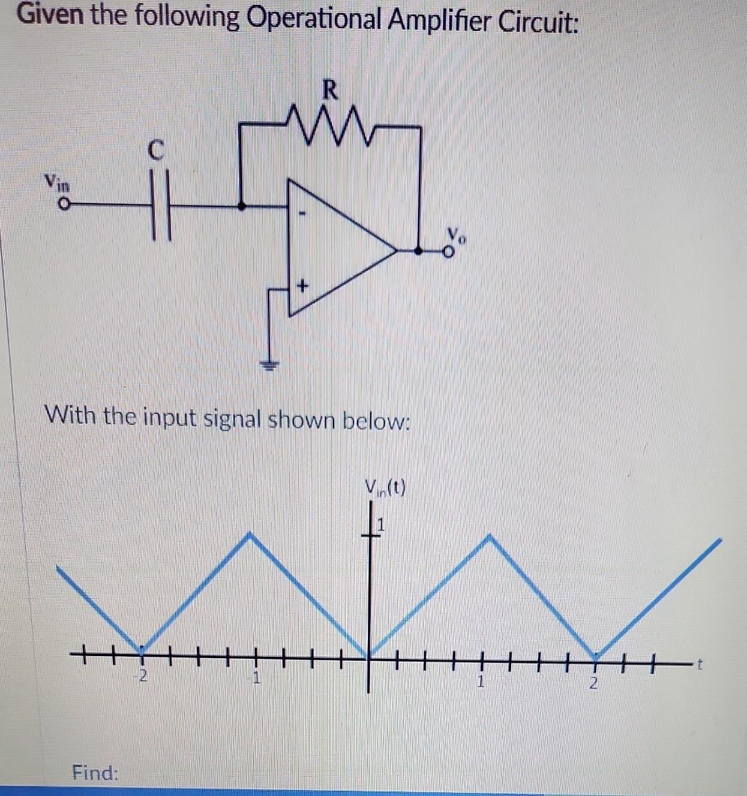 Solved Given The Following Operational Amplifier Circuit: | Chegg.com