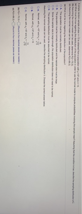 Solved A simple random sample of size 13 is obtained from a | Chegg.com