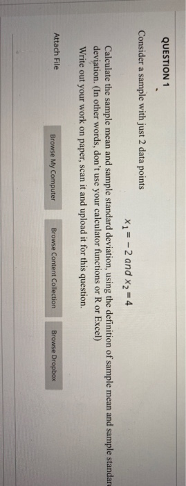 Solved QUESTION 1 Consider a sample with just 2 data points | Chegg.com