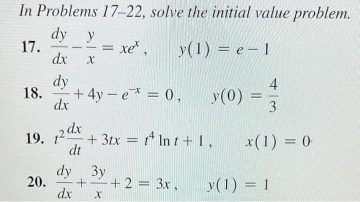 Solved In Problems 17–22, solve the initial value problem. | Chegg.com