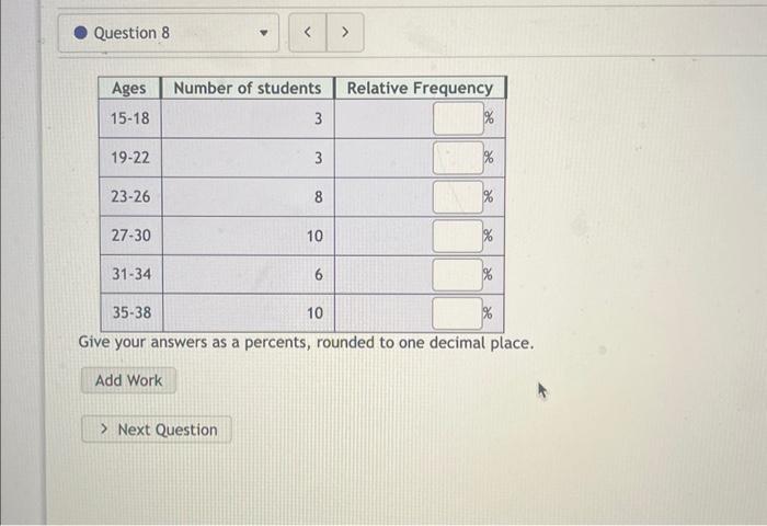 Solved Give your answers as a percents, rounded to one | Chegg.com