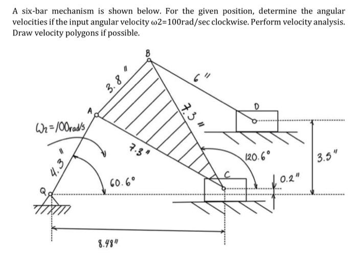 Solved A six-bar mechanism is shown below. For the given | Chegg.com