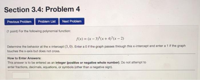 Solved Section 3.4: Problem 4 Previous Problem Problem List | Chegg.com