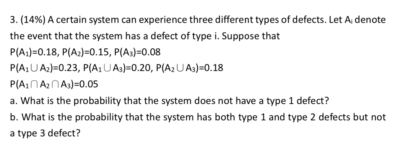 Solved (14%) ﻿A certain system can experience three | Chegg.com