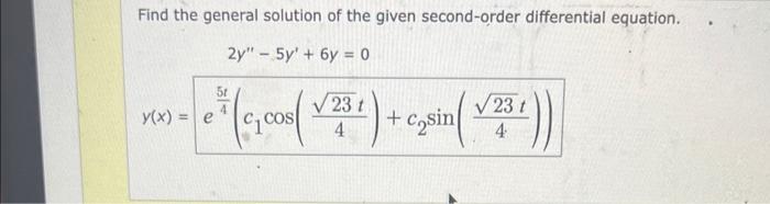 Solved Find The General Solution Of The Given Second-order | Chegg.com