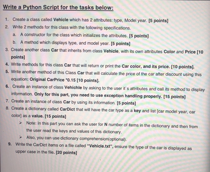 Solved Write a Python Script for the tasks below: 1. Create | Chegg.com