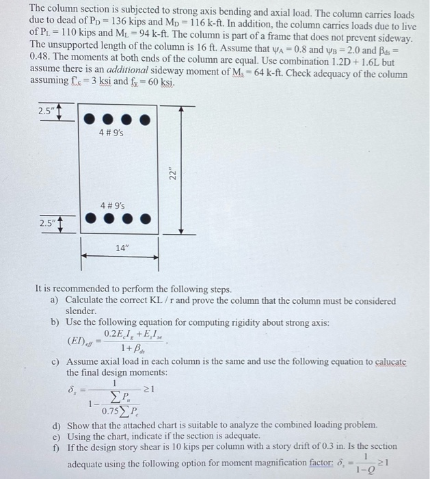 The column section is subjected to strong axis | Chegg.com