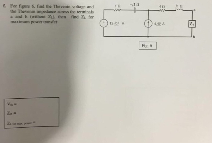 Solved f. ﻿For figure 6 , ﻿find the Thevenin voltage and the | Chegg.com