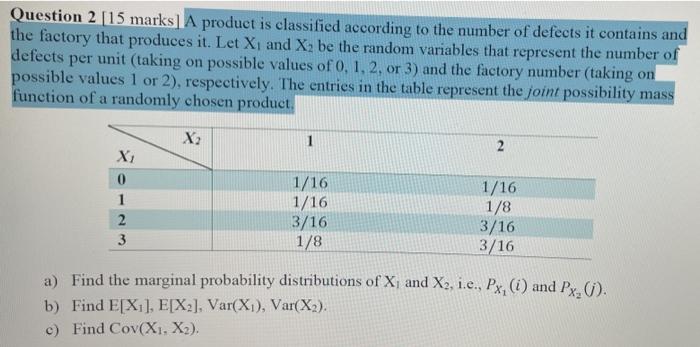 Solved Question 2 [15 Marks) A Product Is Classified | Chegg.com