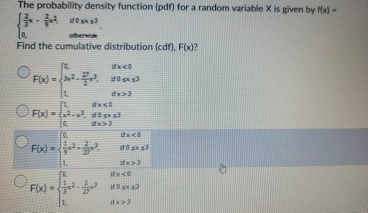 Solved The Probability Density Function (pdf) For A Random | Chegg.com