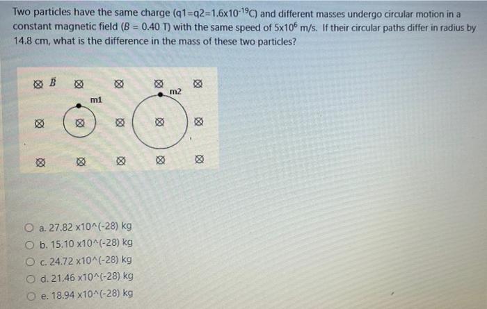 Solved Two particles have the same charge (91=92=1.6x10-1°C) | Chegg.com
