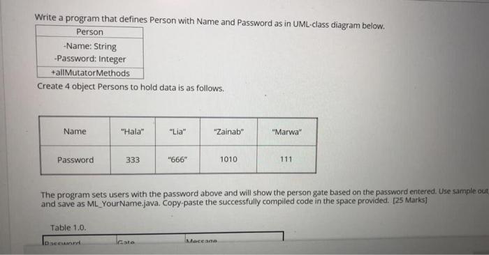 Write a program that defines Person with Name and | Chegg.com