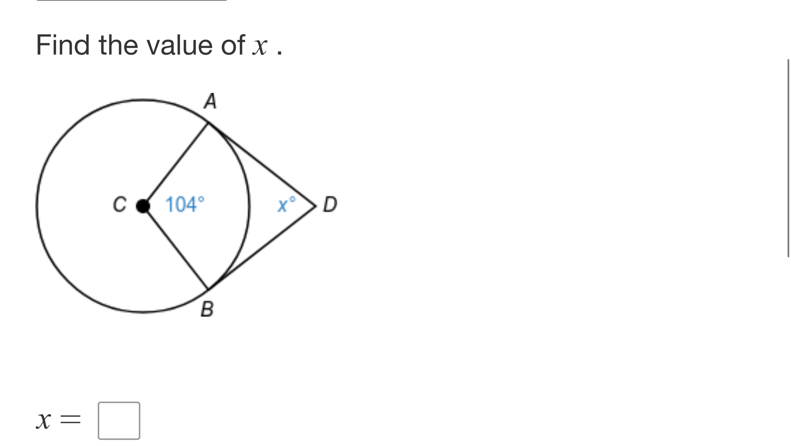Solved Find the value of x.x= | Chegg.com