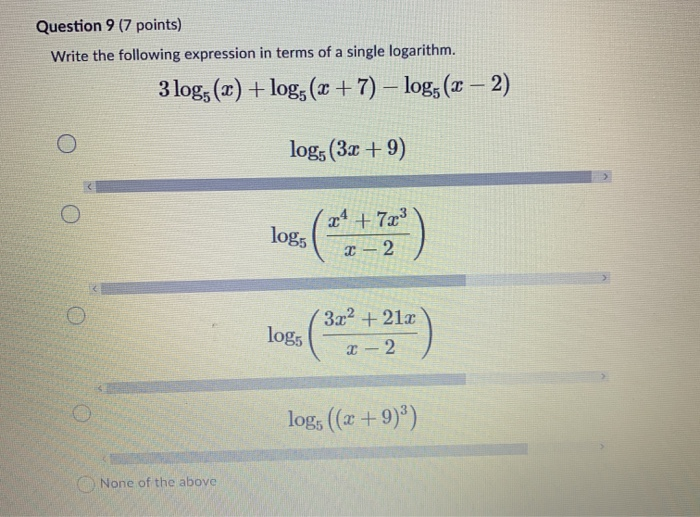 Solved Question 9 (7 points) Write the following expression | Chegg.com
