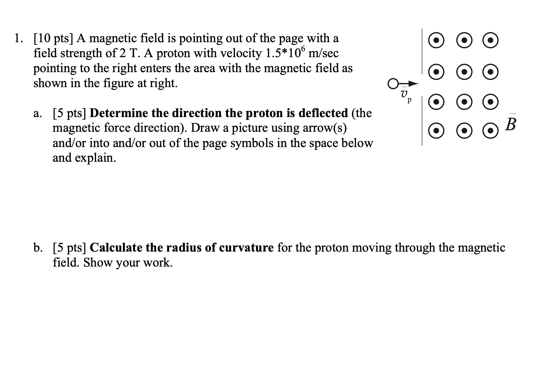 Solved 10pts ﻿A magnetic field is pointing out of the page | Chegg.com