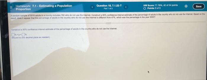 Solved Homework: 7.1 Estimating a Population Question 18, | Chegg.com