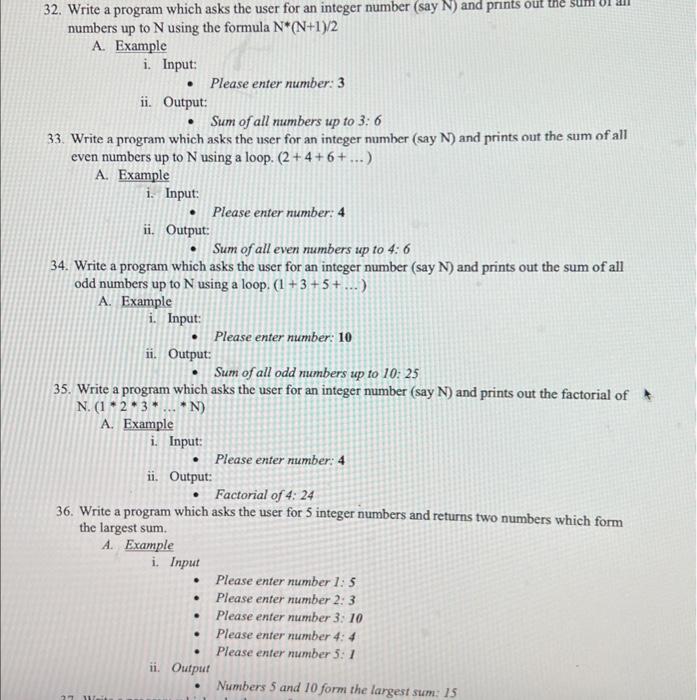 Solved 32. Write a program which asks the user for an inte | Chegg.com