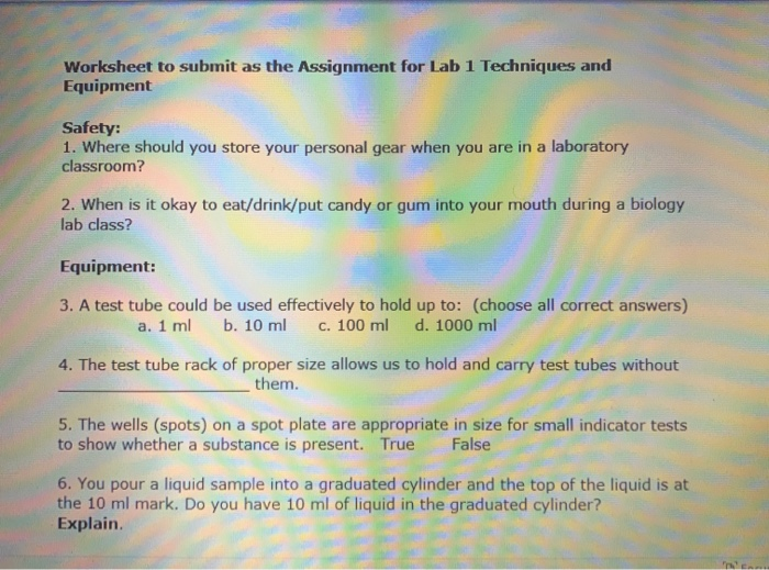 35 Lab Safety And Equipment Worksheet Answers - support worksheet