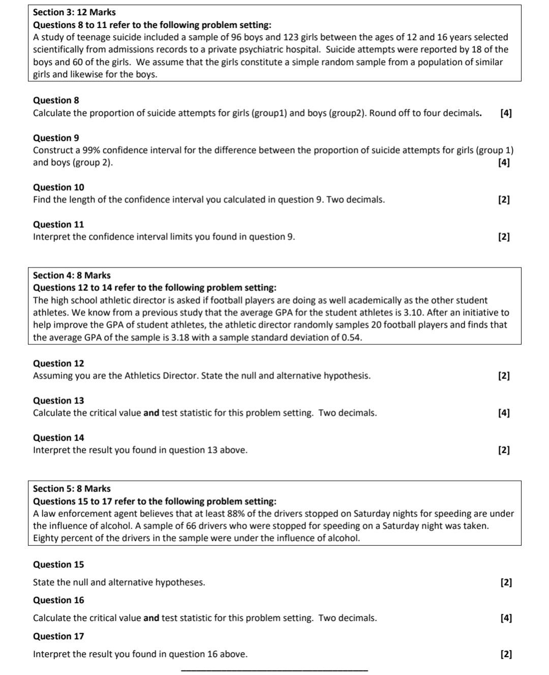 Solved Section 1: 14 Marks Questions 1 to 4 refer to the | Chegg.com