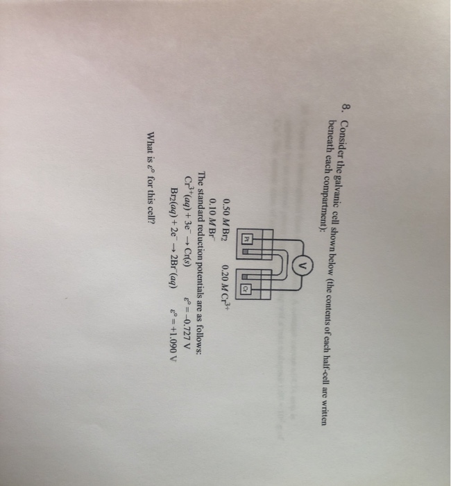 Solved 8. Consider the galvanic cell shown below (the | Chegg.com