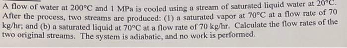 Solved A flow of water at 200∘C and 1MPa is cooled using a | Chegg.com