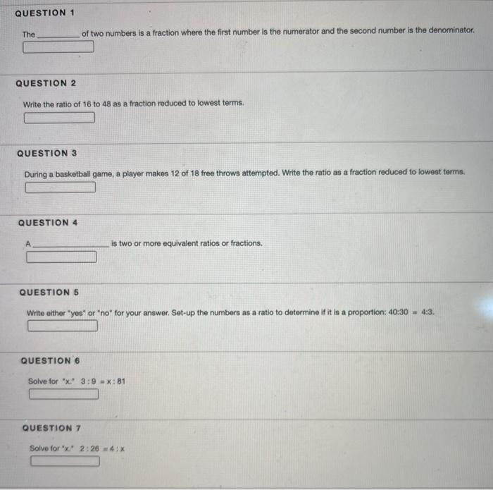 Solved QUESTION 1 The of two numbers is a fraction where the 
