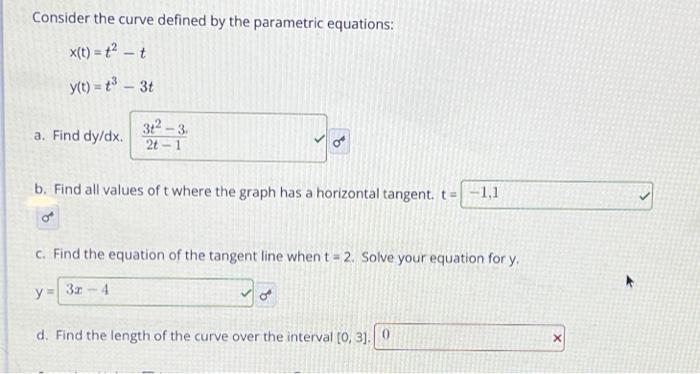 Solved Consider The Curve Defined By The Parametric