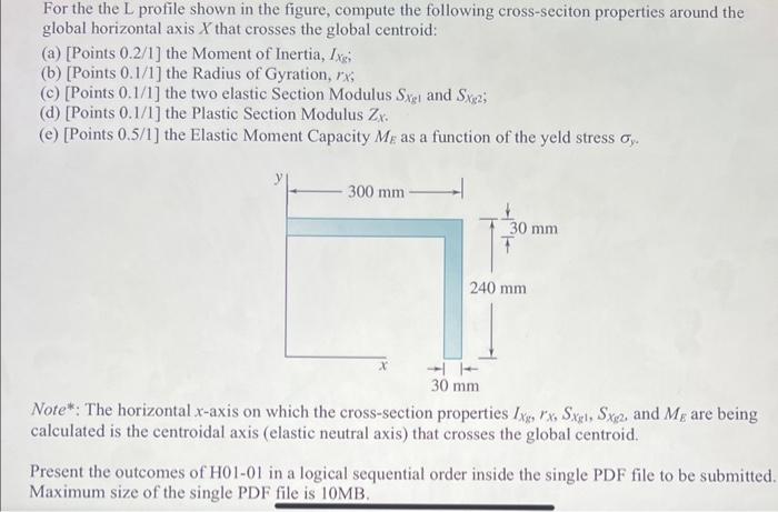 Solved For the the L profile shown in the figure, compute | Chegg.com