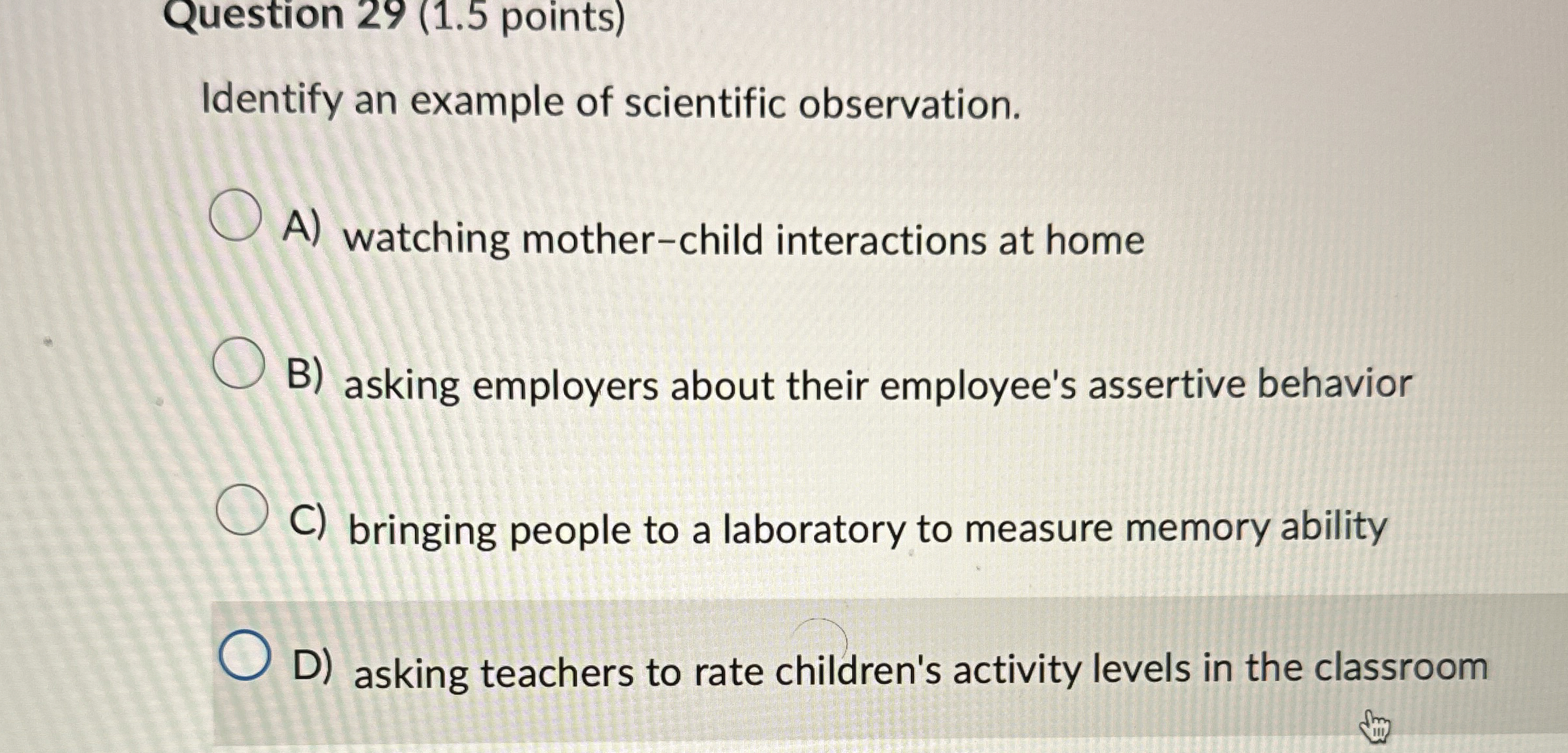Solved Question 29 (1.5 ﻿points)Identify an example of | Chegg.com