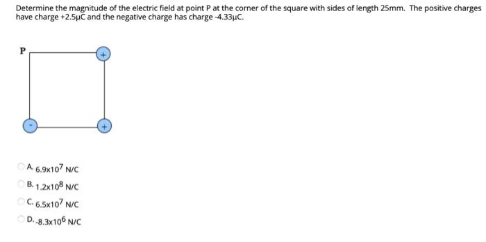 Solved Determine The Magnitude Of The Electric Field At | Chegg.com