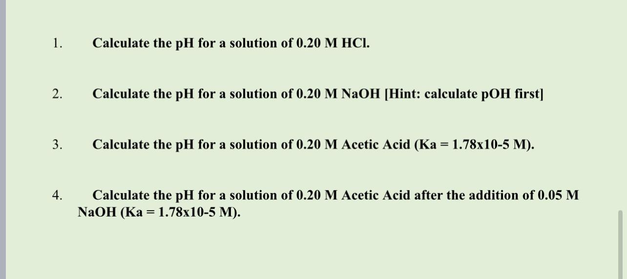 Solved How to solCalculate the pH ﻿for a solution of | Chegg.com