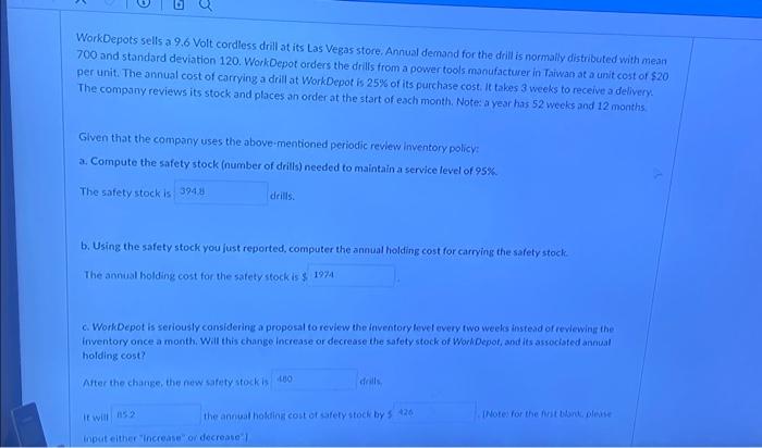 Rounding rule: in this problem, for safety stocks, if | Chegg.com