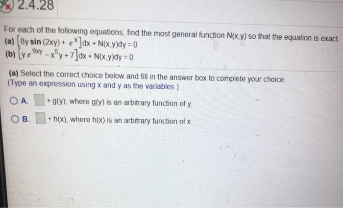 Solved 2 4 28 For Each Of The Following Equations Find The