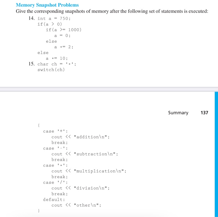 Solved Memory Snapshot Problems Give the corresponding