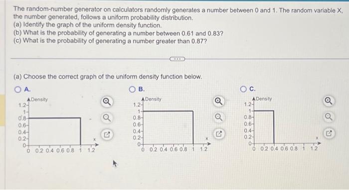 Solved The random-number generator on calculators randomly | Chegg.com