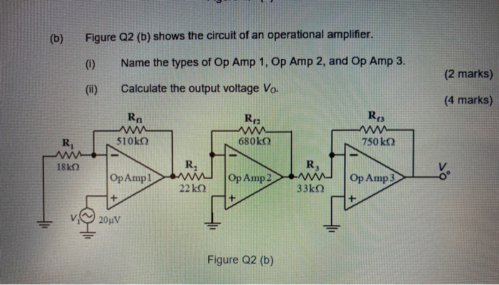 Solved Figure Q2 (b) shows the circuit of an operational | Chegg.com