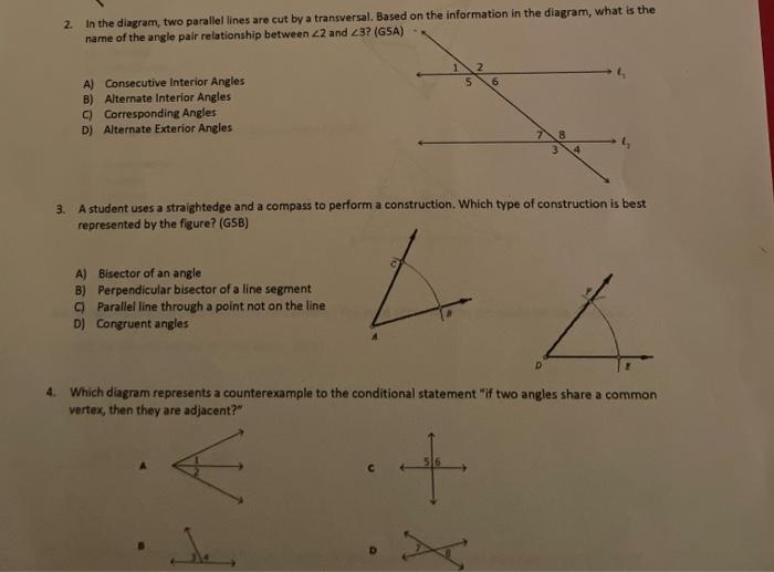 Solved 2. In the diagram, two parallel lines are cut by a | Chegg.com