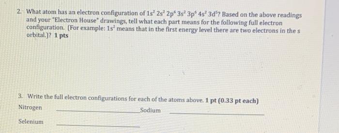 Solved 2. What atom has an electron configuration of 1s 2s | Chegg.com