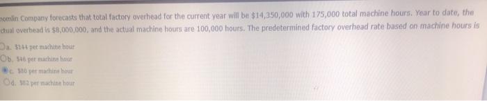 Solved momlin Company forecasts that total factory overhead | Chegg.com