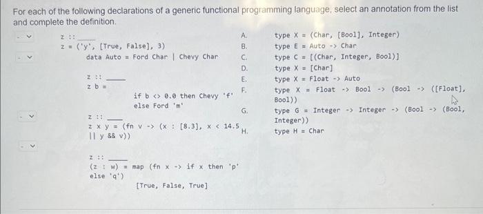 Solved For Each Of The Following Declarations Of A Generic | Chegg.com