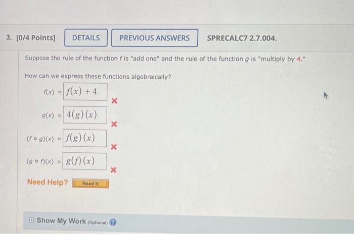 Solved X Consider The Following Functions 5 F X G X X 4