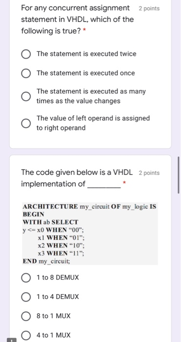 Solved 2 points Which of the following line of the code | Chegg.com