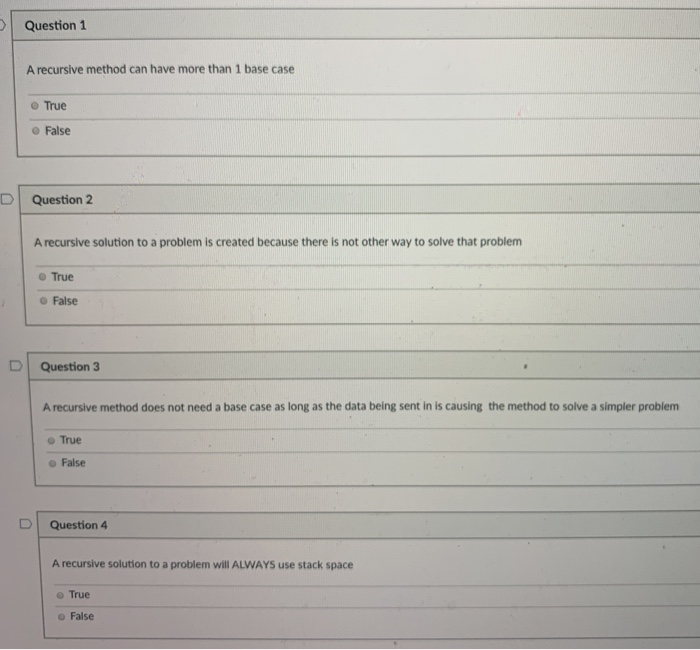 Solved Question 1 A Recursive Method Can Have More Than 1 | Chegg.com