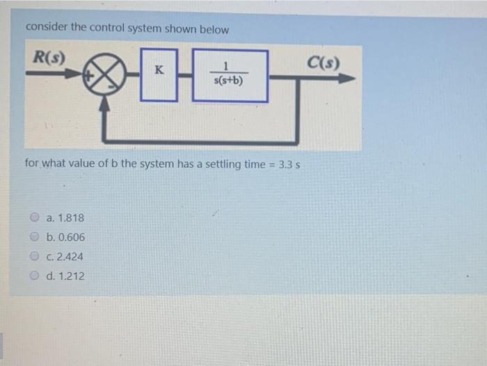 Solved consider the control system shown below R(S) C(s) OH | Chegg.com