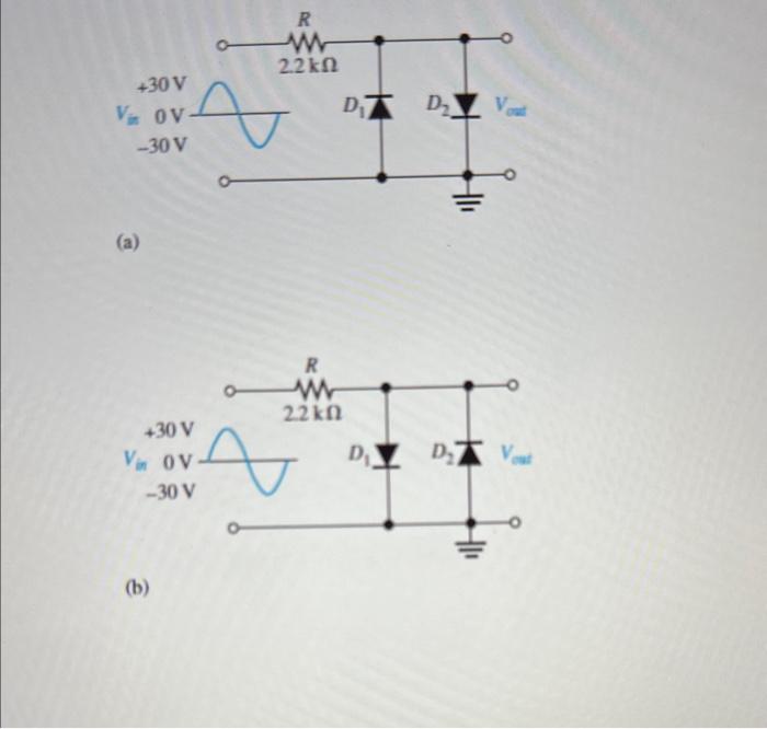 Solved B) Draw the output voltage waveform for each circuit | Chegg.com